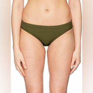 Seafolly Inka Rib Hipster Bikini Bottom Swimsuit, Dark Olive, 12 EU / 8 US